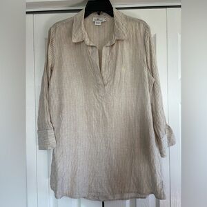 Vineyard Vines Beige and White Striped Linen Shirt